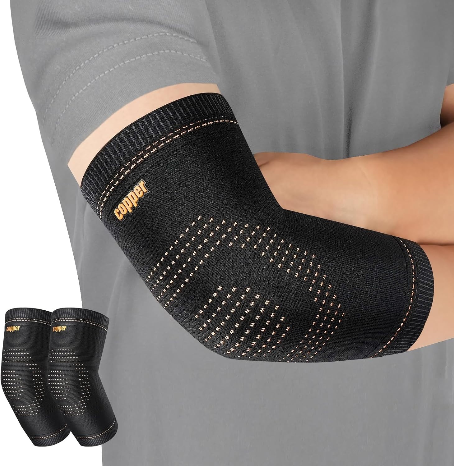 Copper Elbow Compression Sleeve Set for Pain Relief – Ideal for Tennis & Golf