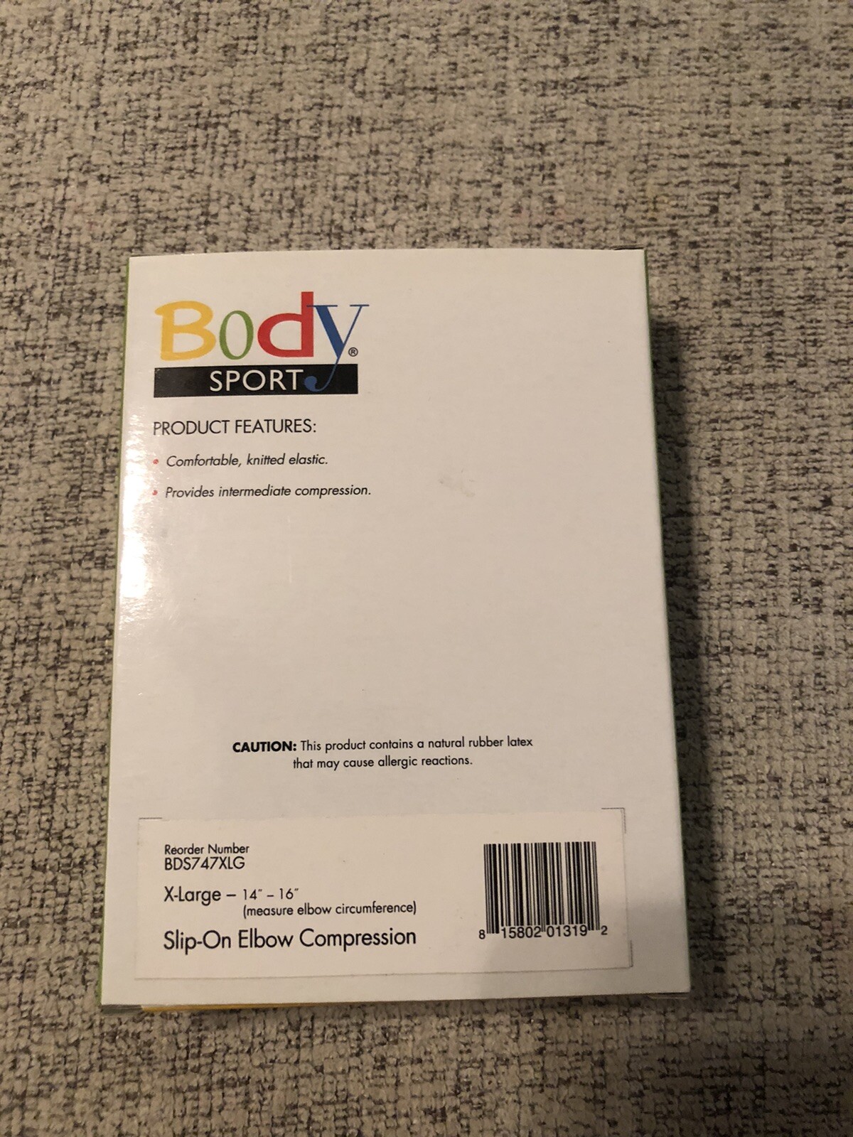 Body Sport Slip On Elbow Compression Sleeve, XL (14″ – 16″ Elbow Circumfere
