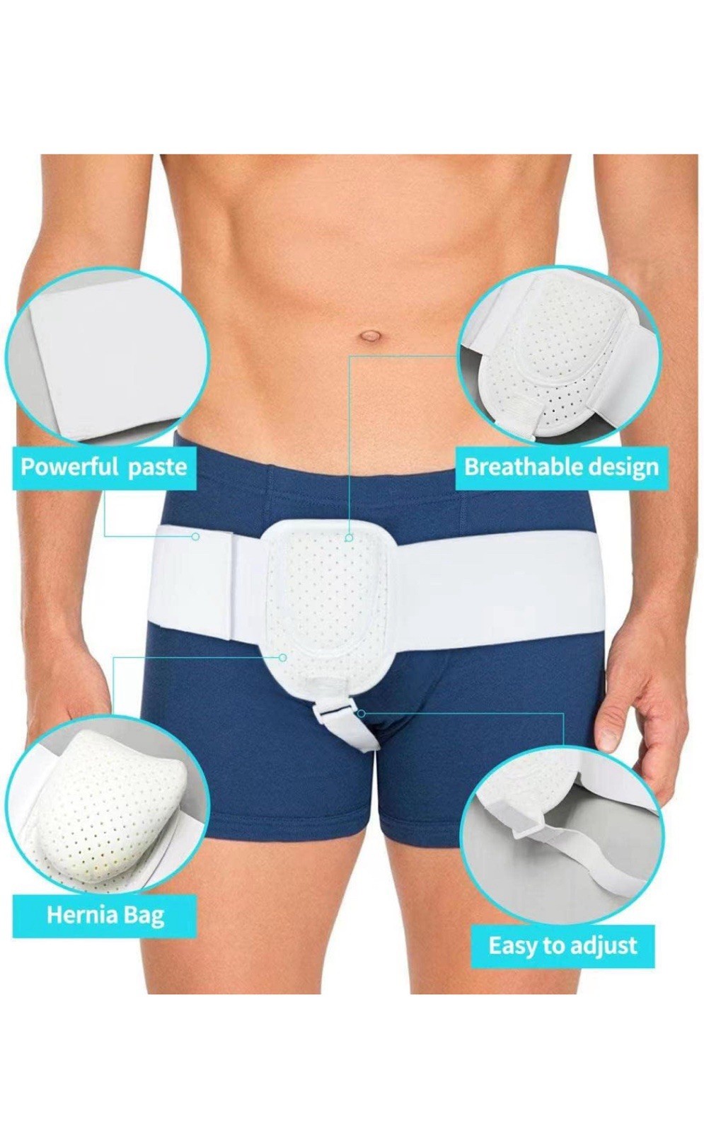 Male Hernia Belt Breathable Comfortable Post Surgery Men Size Large