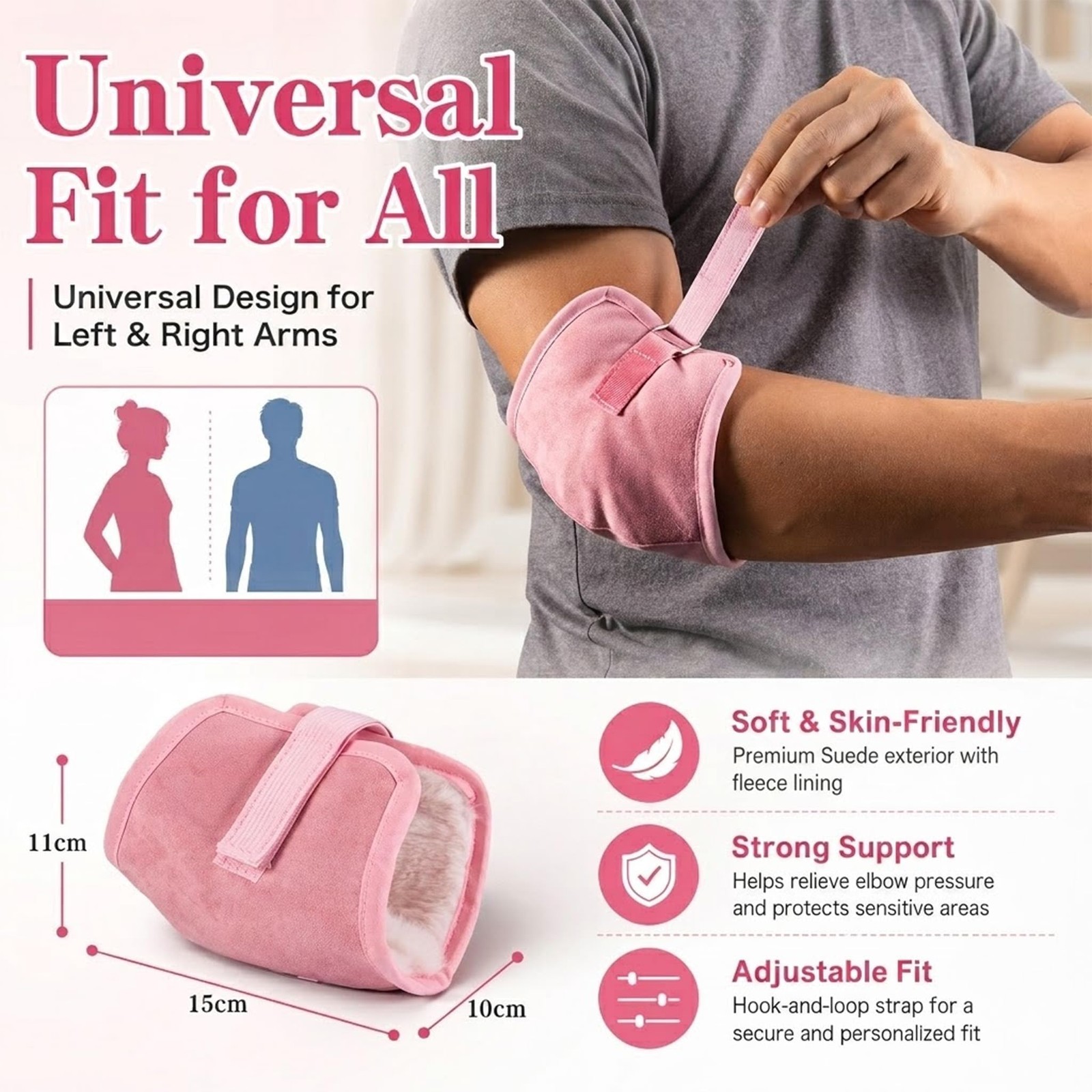 AHDSGJH Elbow Pads for Pressure Sores, Bedsores Adults Men Women Pink 1PC