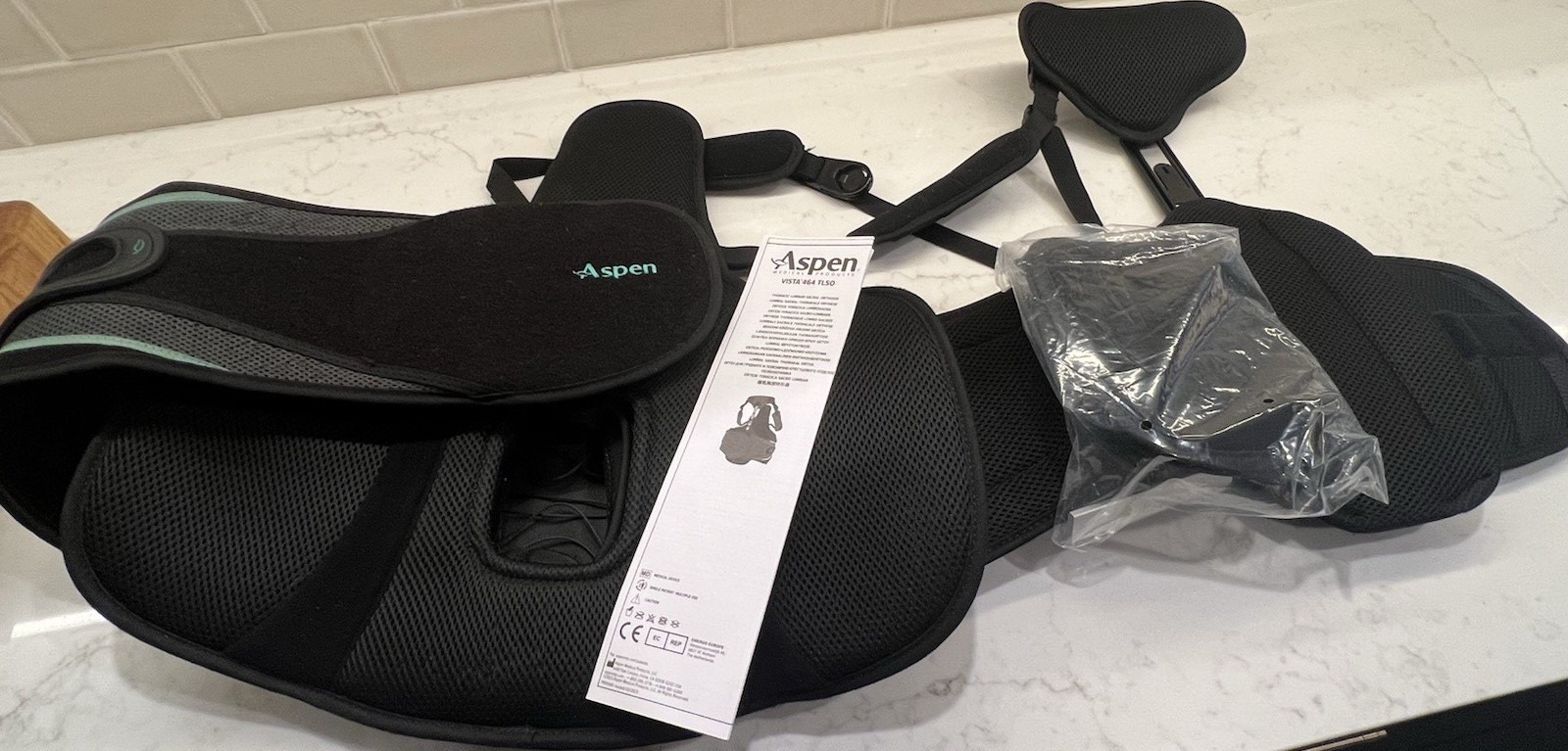 Aspen Vista 464 TLSO Back Orthosis, Adjustable Stabilization, Black/Gray