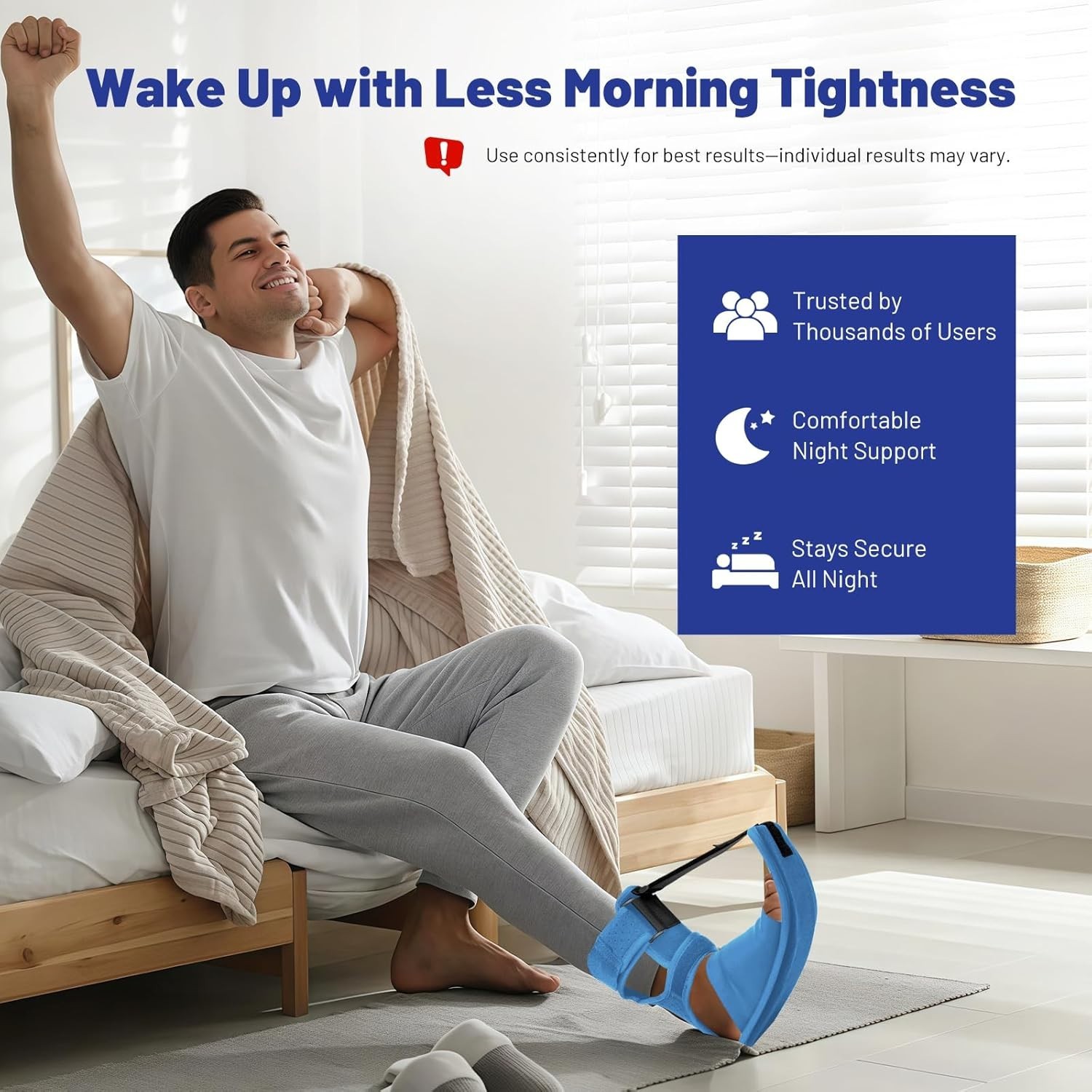 Dorsiflexion Splint for Achilles Tendonitis & Heel Spurs – Night Use, Large Blue