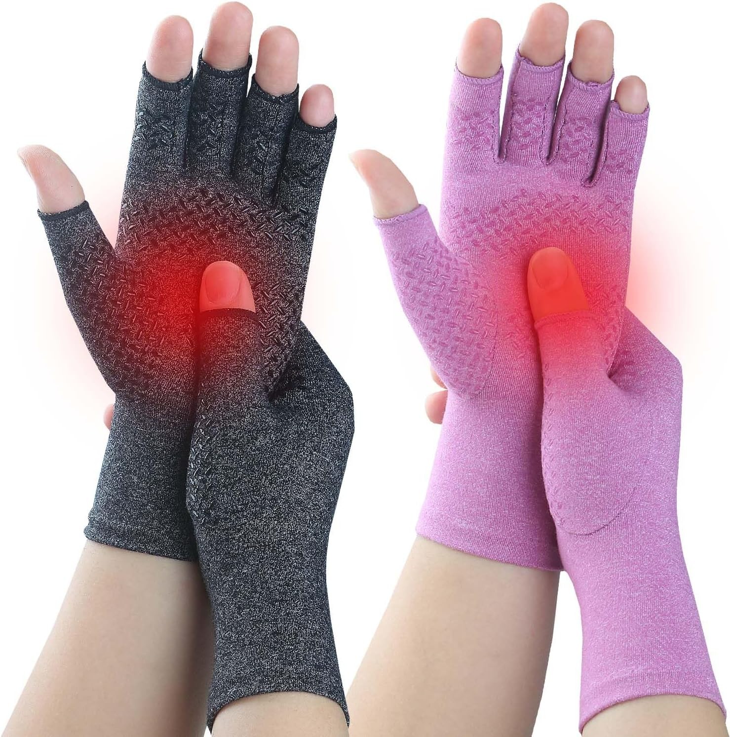 4 Pair Compression Gloves for Carpal Tunnel Pain Fingerless Arthritis Hand Glove