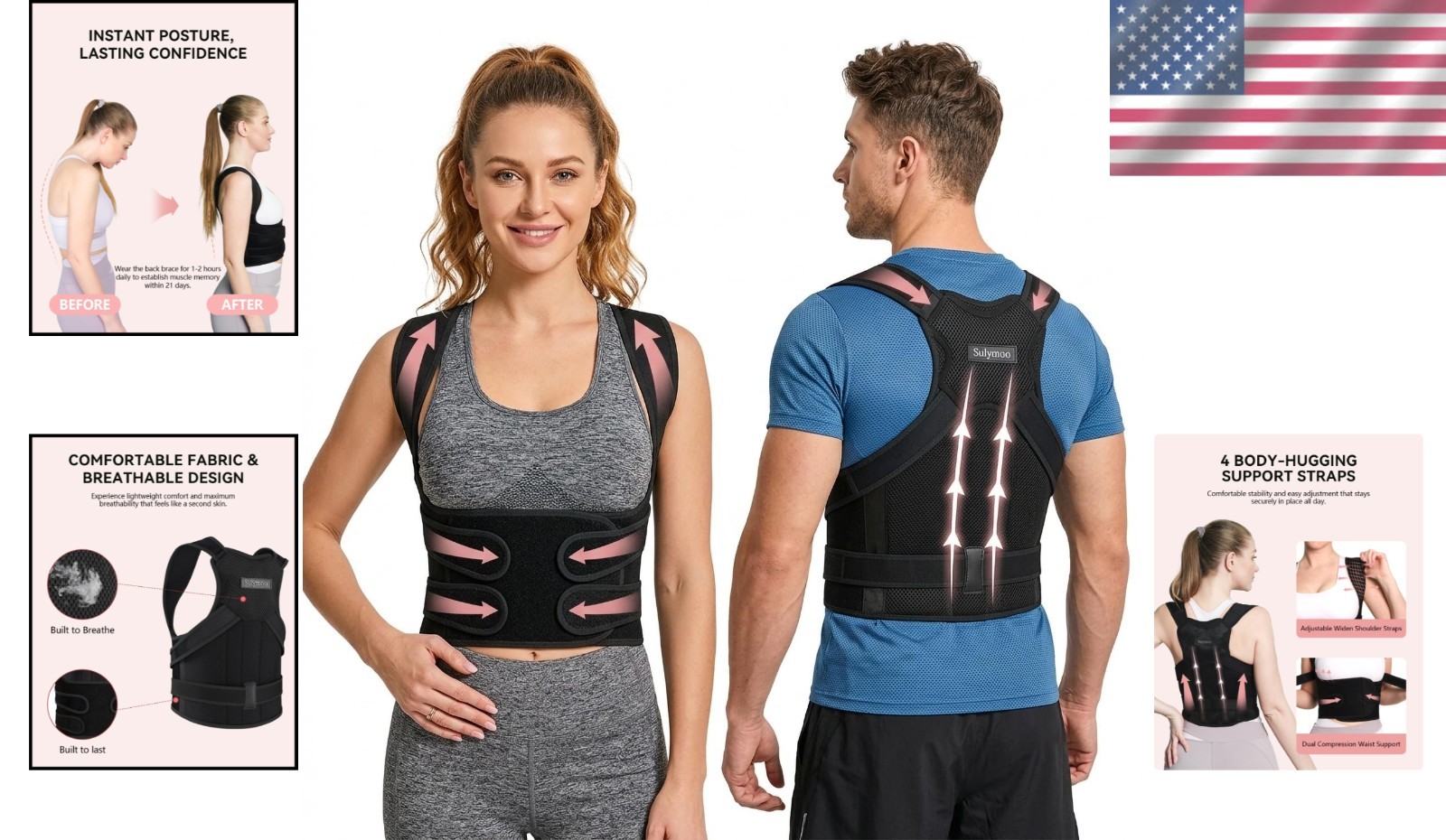 Versatile Posture Corrector with Flexible Support for Neck and Back Pain Relief
