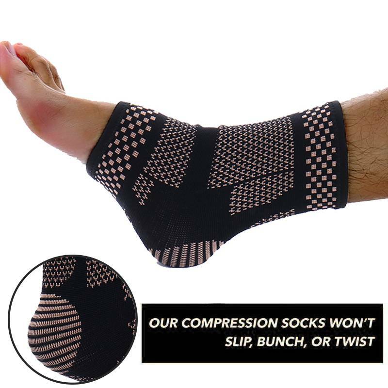 Copper Ankle Brace Achilles Tendon Support Wrap Sleeve Adjustable Tendinitis