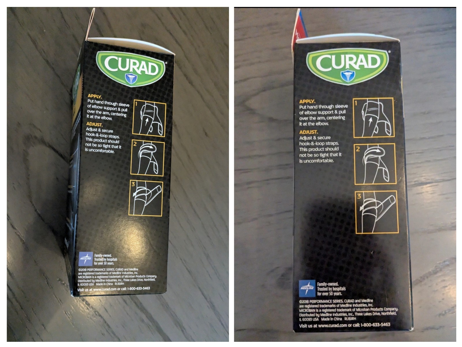 2 CURAD Performance Series Elbow Braces Adjustable Dual-Strap Microban