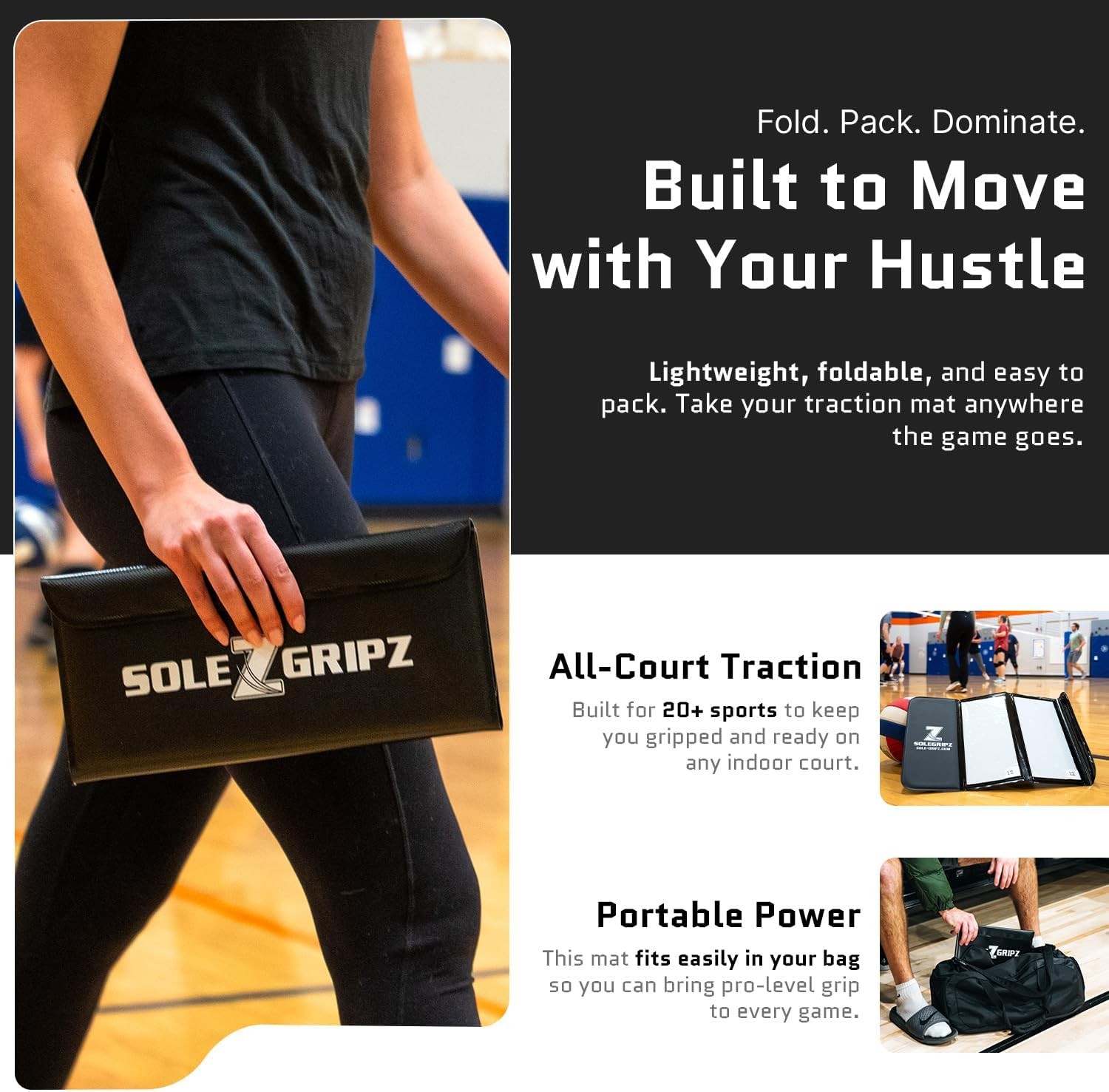 Portable Basketball Sticky Mat & Replacement Sheets – Foldable, Black/White