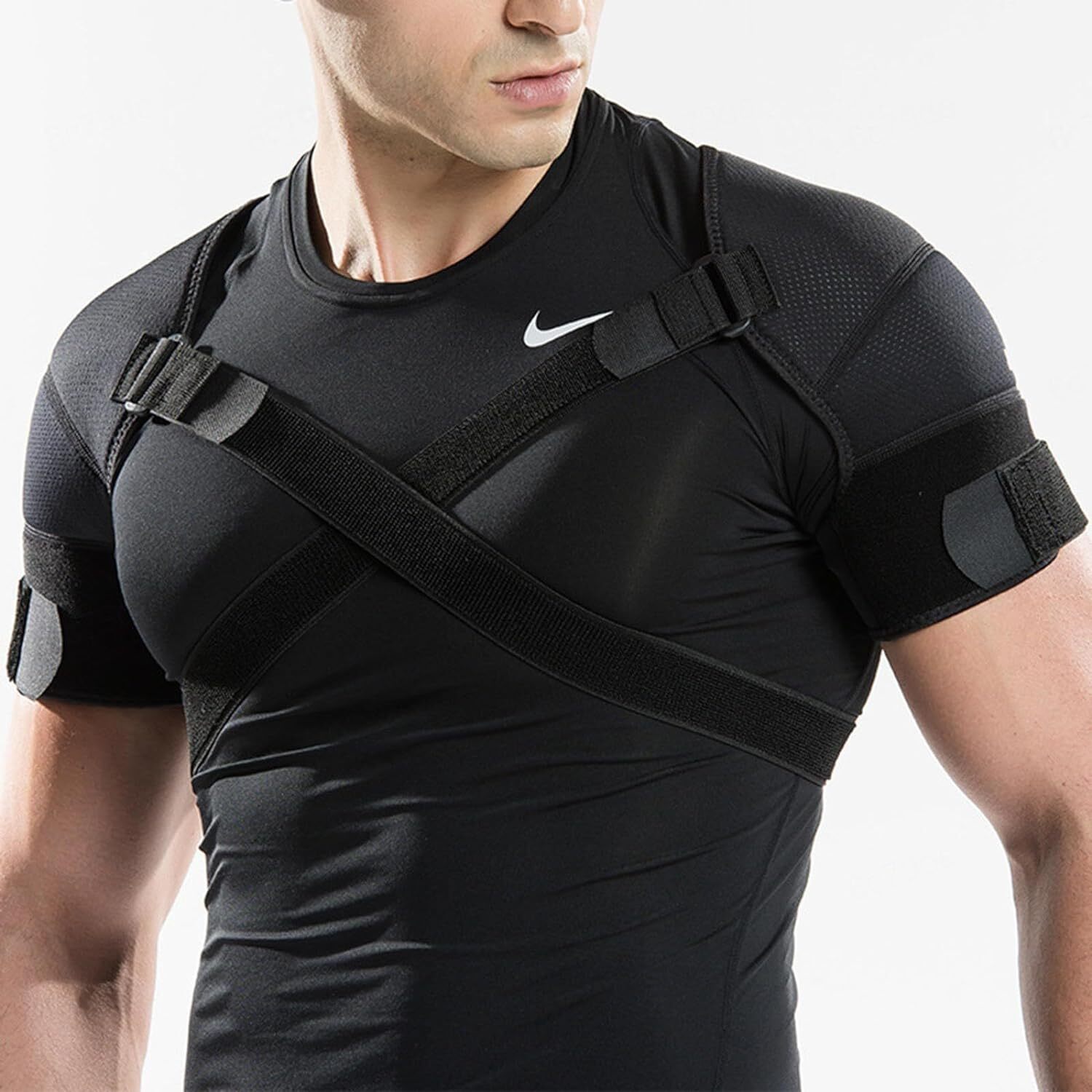 Double Shoulder Support Strap Wrap Neoprene Protector Pain Relief & Injury Brace