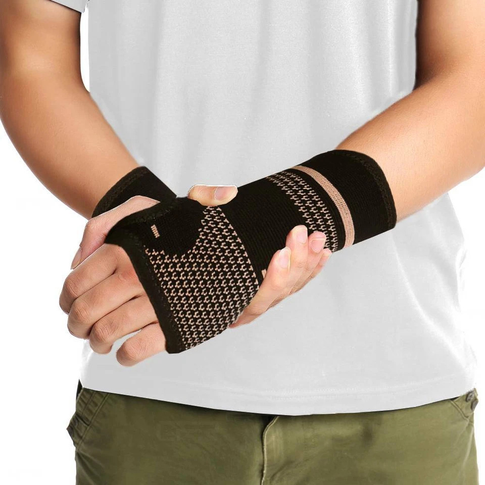 2× Copper Compression Wrist Support Arthritis Glove Carpal Tunnel Pain Relief US
