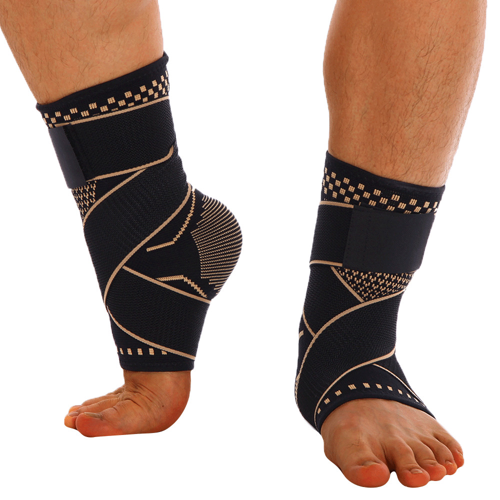 Copper Ankle Support Compression Strap Achilles Tendon Brace Sprain Sports Wrap