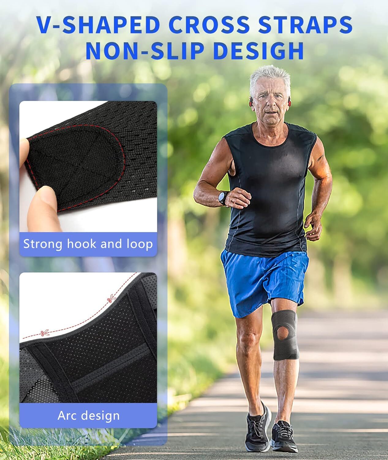 Knee Brace Compression Knee Sleeve Open Patella Pain Relief Sport Joint Support