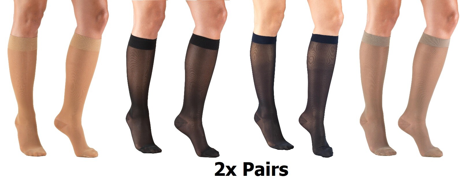 Truform 1773 Women’s Compression 20 Denier Dress Stockings 15-20 Mmhg [2x Pairs]