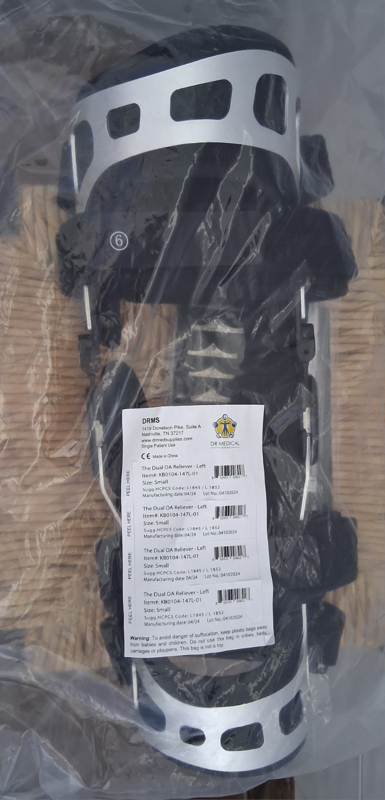 Dr Medical DRMS Dual OA Reliever Hinged Knee Brace Left Small KB0104-147L-01