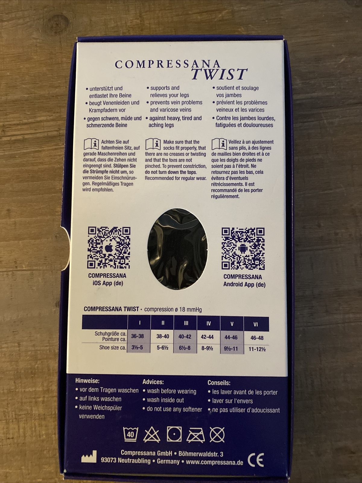 Compressana Twists Knee High Compression Stocking Made in Germany Black