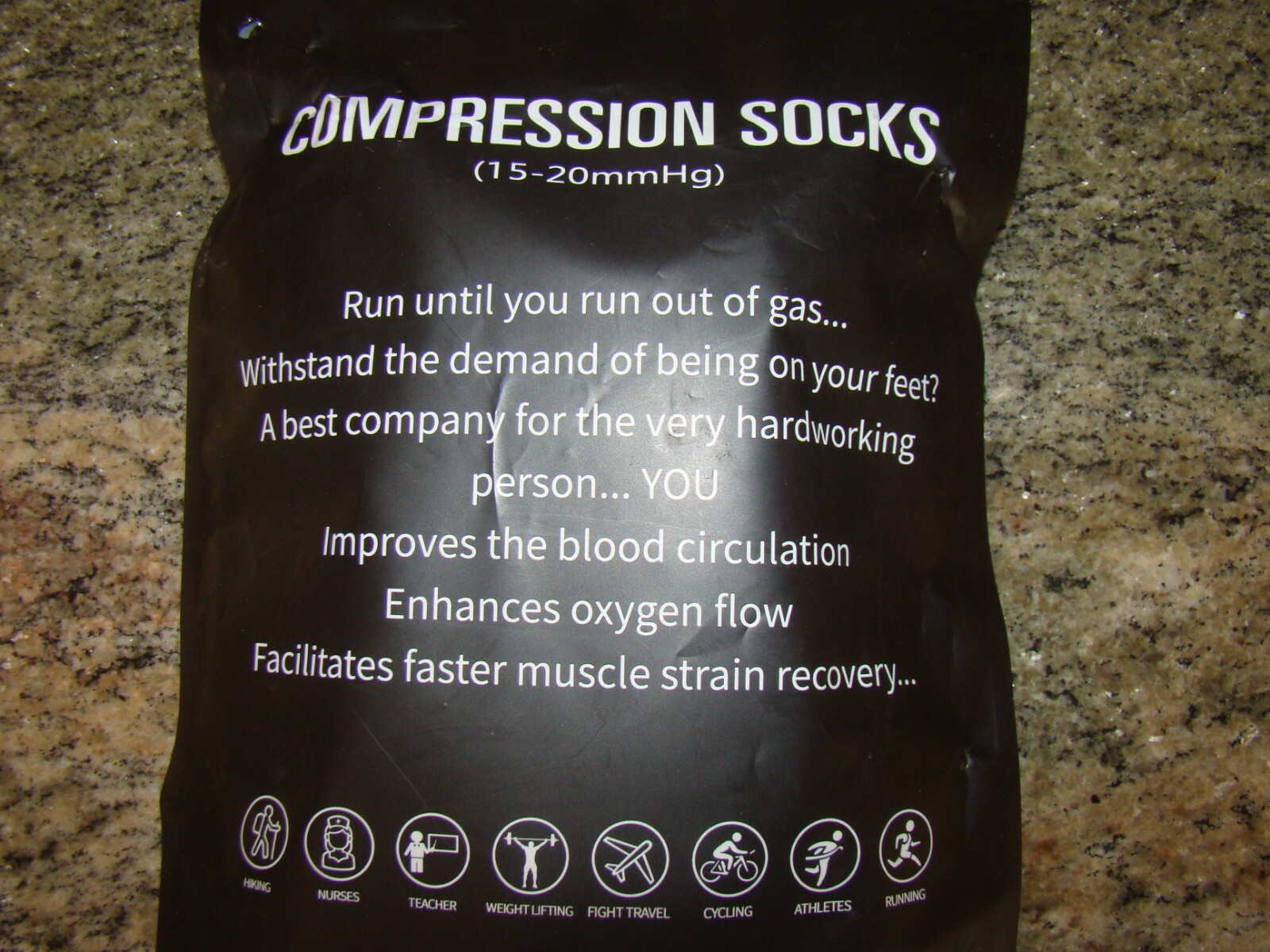 2 Pair Knee-High Medical Athletic Compression Socks Stockings BLACK 15-20 mmHg
