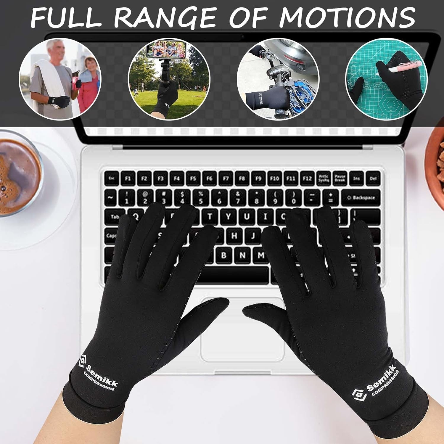 Full Finger Copper Arthritis Gloves for Daily Comfort & Joint Pain Relief, Large