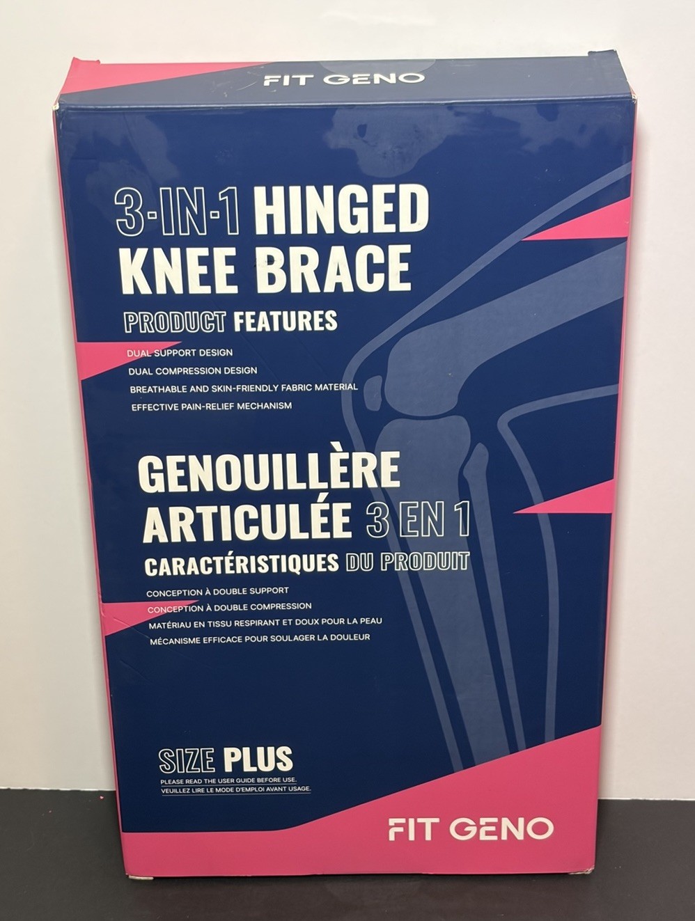 Fit Geno 3-in-1 Hinged Knee Brace SIZE PLUS XXL 3XL Adjustable Knee Support NEW