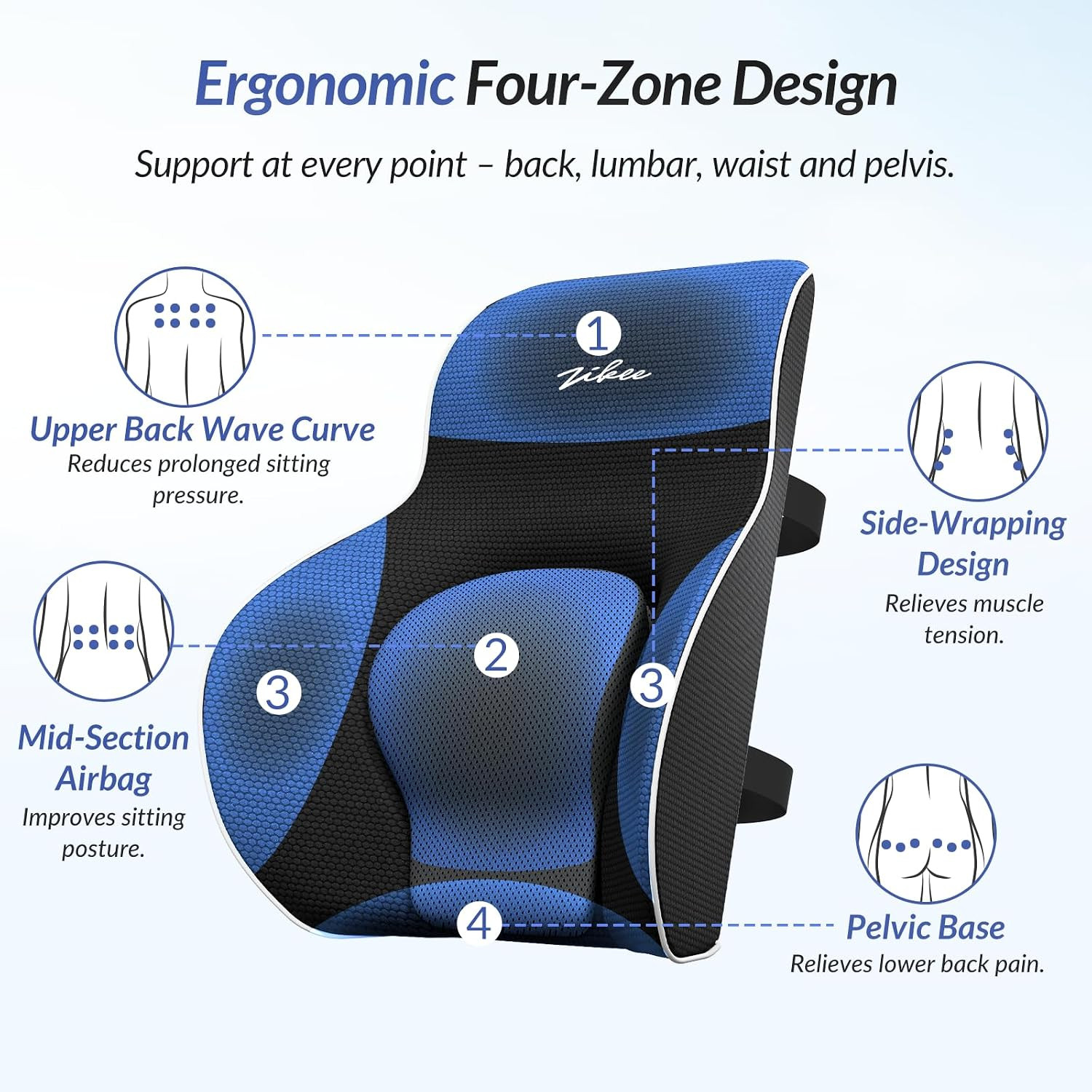 Adjustable Airbag Lumbar Support Pillow Provides Comfortable Support Back Pain R