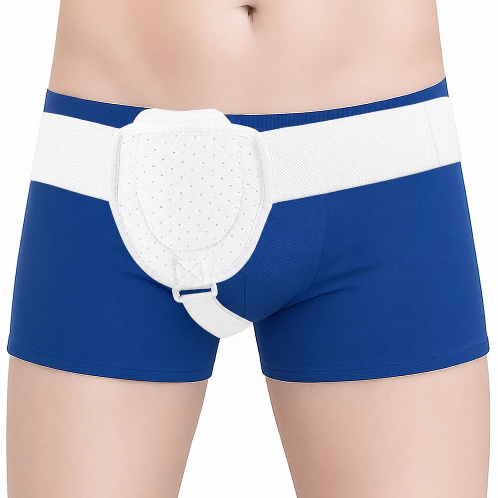 White Adjustable Inguinal Hernia Belt Support For Men Removable Compress Pads