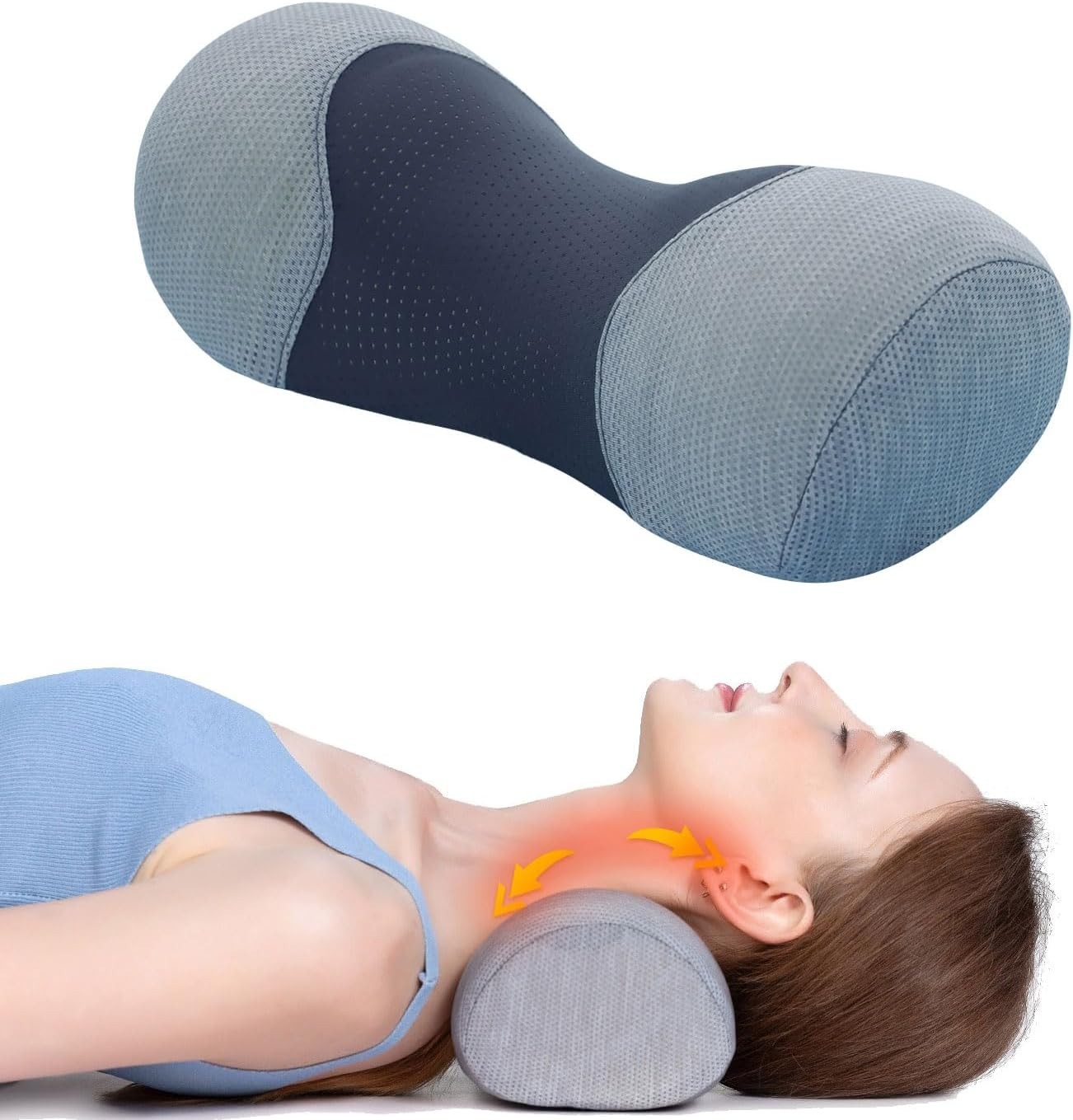 Cervical Neck Pillow for Pain Relief – Small Cylinder Neck Roll & Round Bolst…
