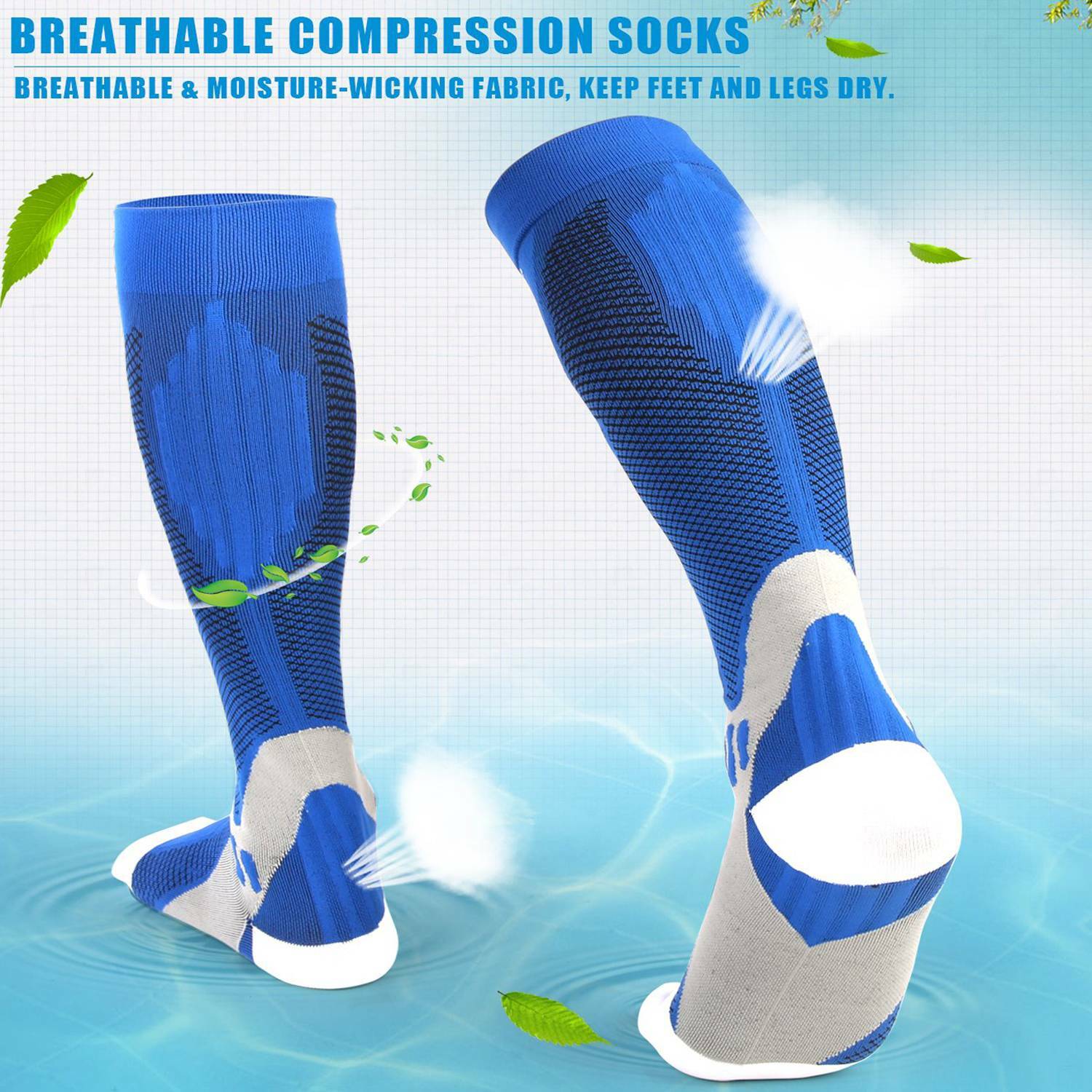 Copper Compression Socks Men Women Calf Shin Leg Running Fitness Sleeve