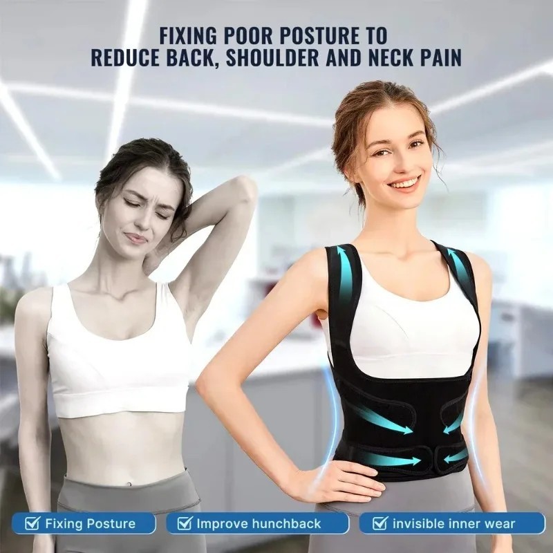 FUBEICHLY Back Brace Posture Corrector Adjustable Spine Support Belt