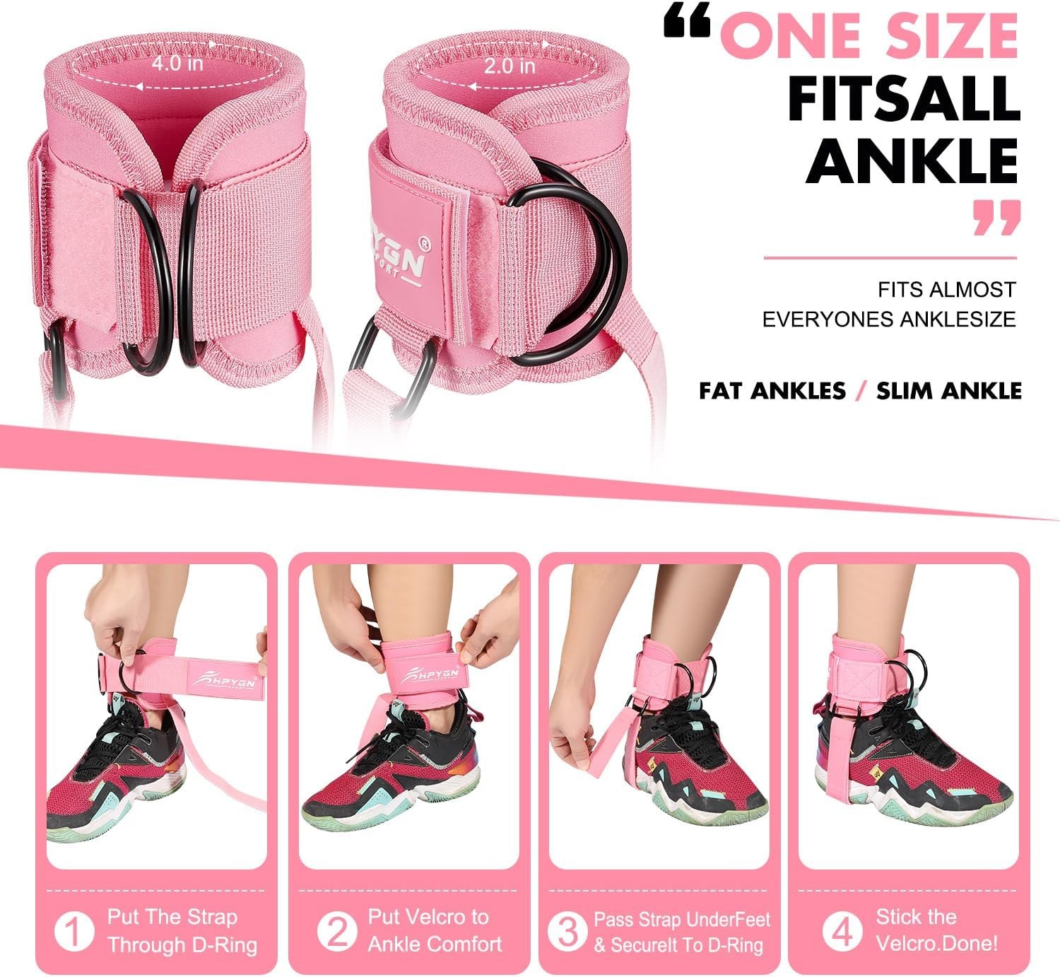 Ankle Strap for Cable Machine, Padded Ankle Straps for Cable Machine Kickbacks,