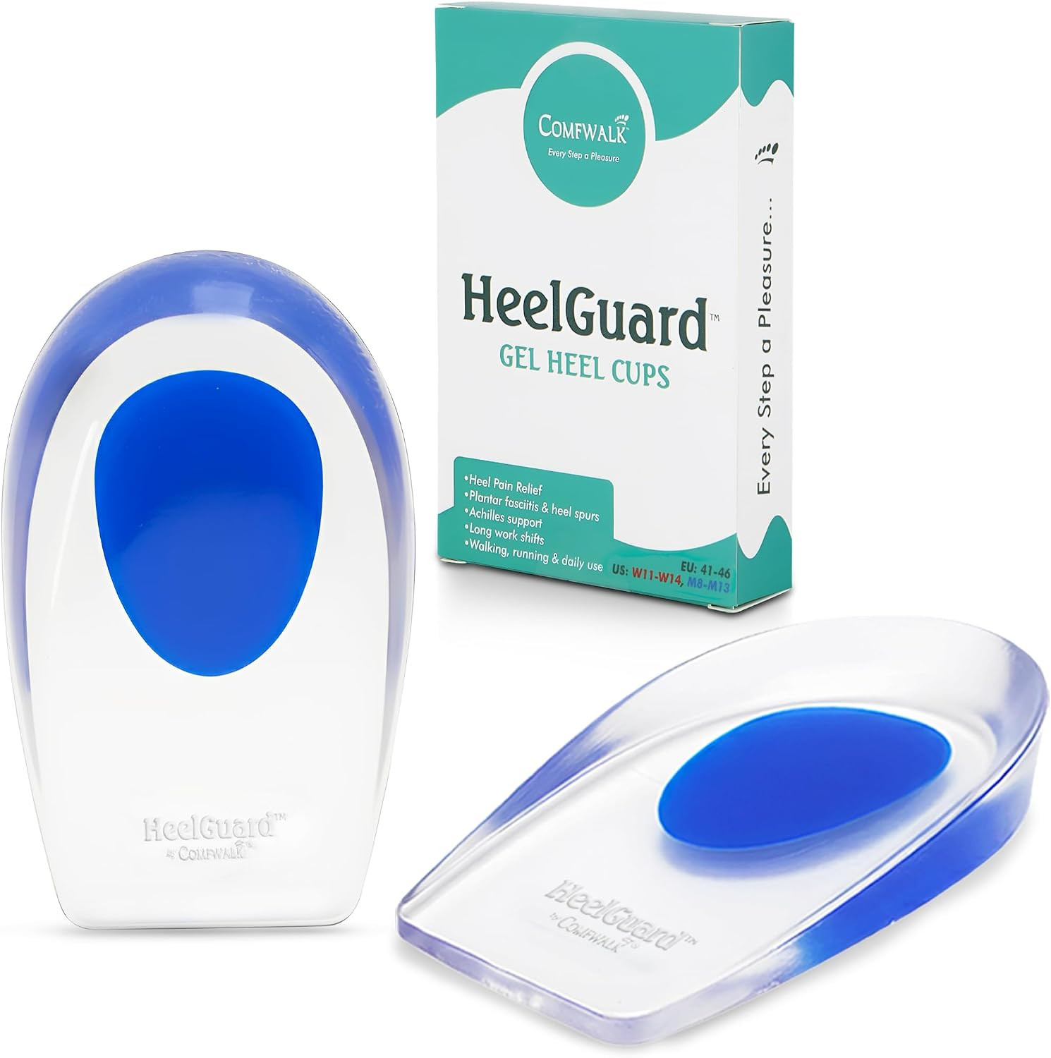 ® Heelguard™ – Gel Heel Cups for Heel Pain Relief, Plantar Fasciitis & Heel Spur