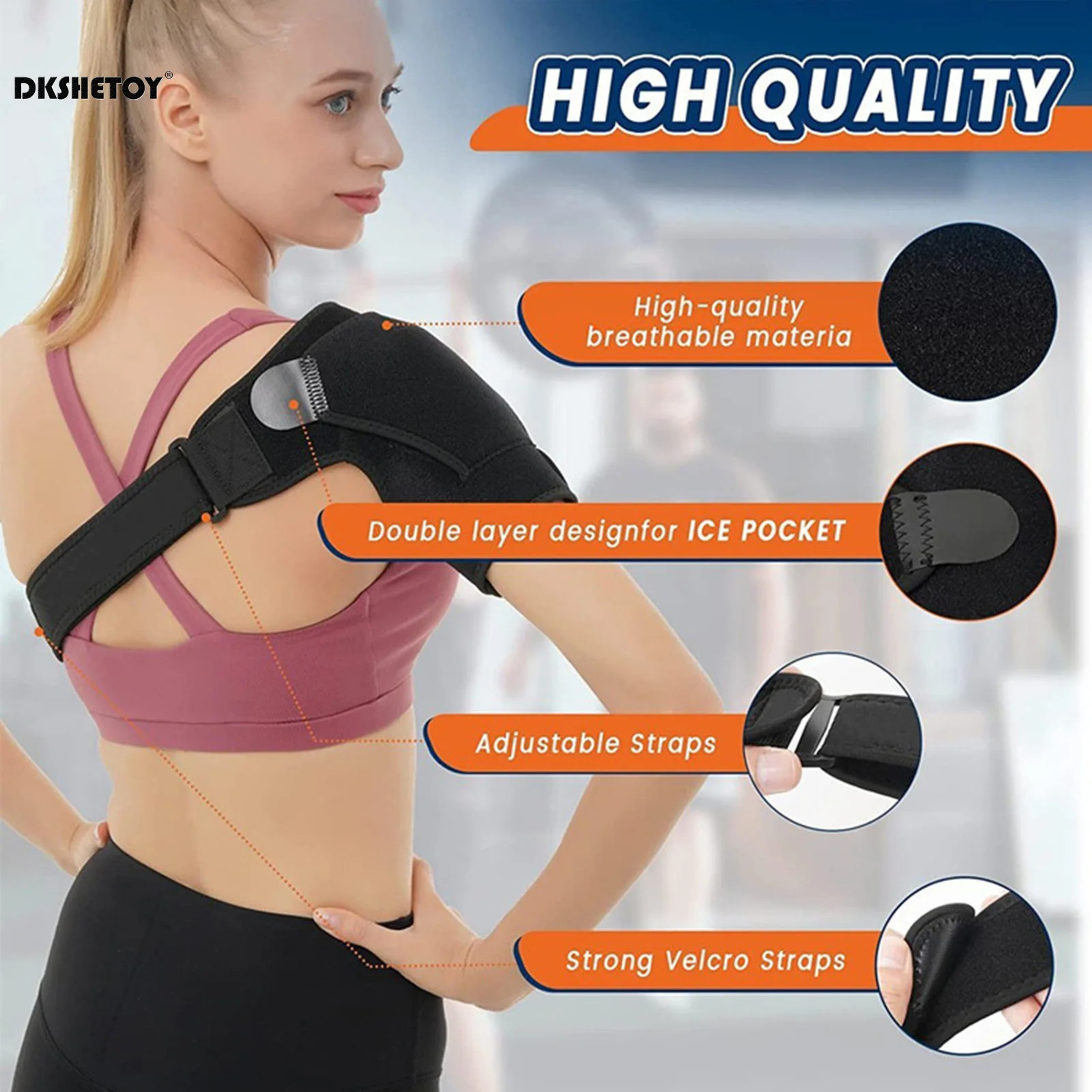 Support Brace for Torn Rotator Adjustable Shoulder Belt Wrap Compression Sleeves