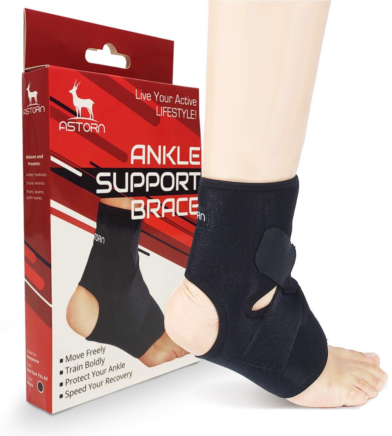 Ankle Brace for Achilles Tendonitis and Plantar Fasciitis, Medium, Black