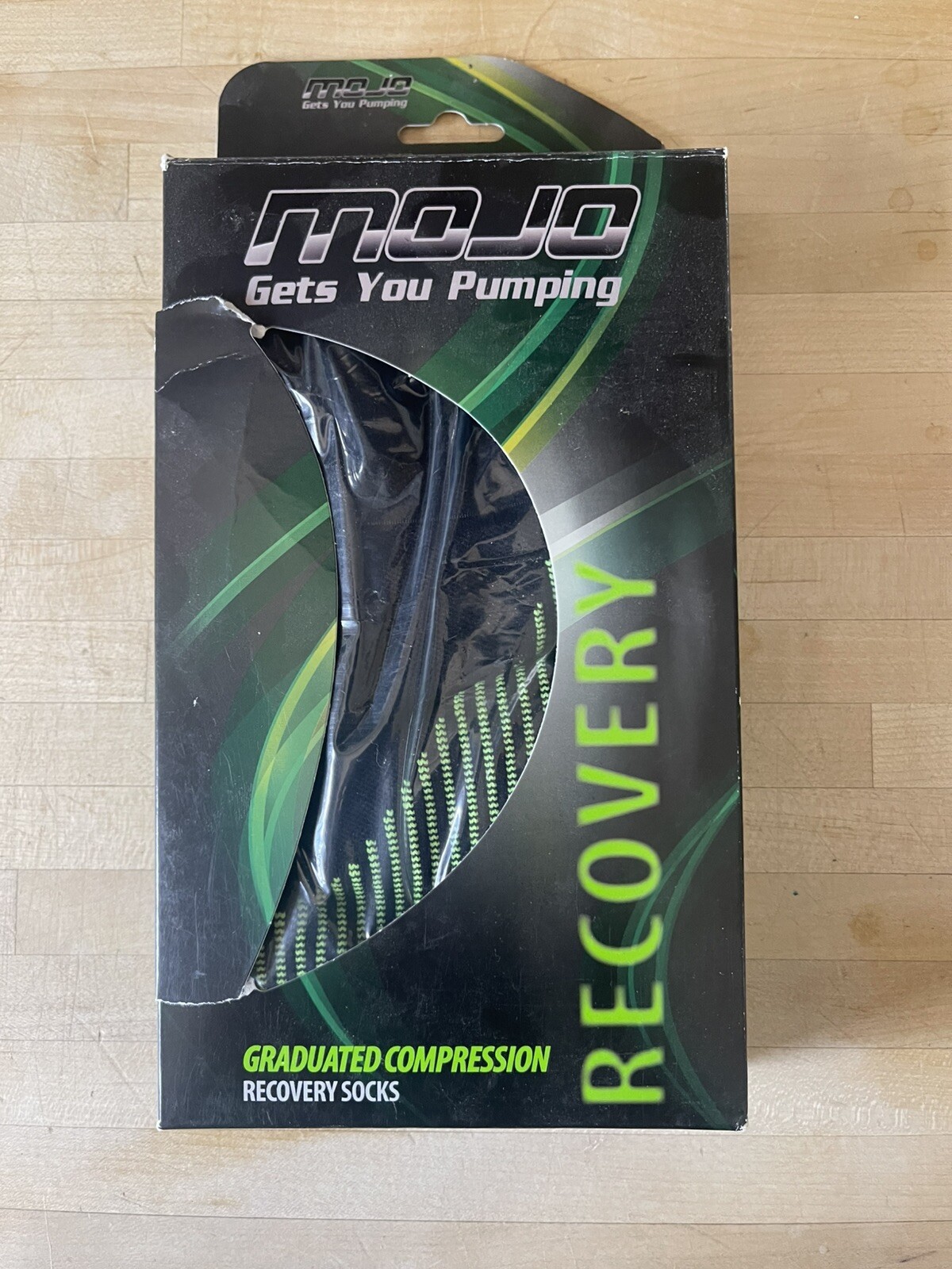 Mojo Full Length Compression Sleeves , Style A609 Black/Green Large