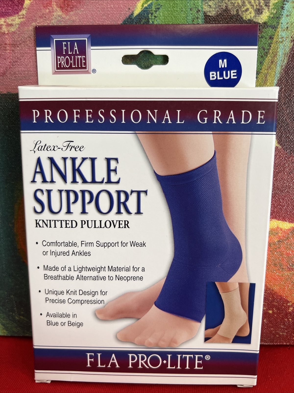 FLA Pro-Lite Ankle Support Knitted Pullover Blue Size Medium New In Box