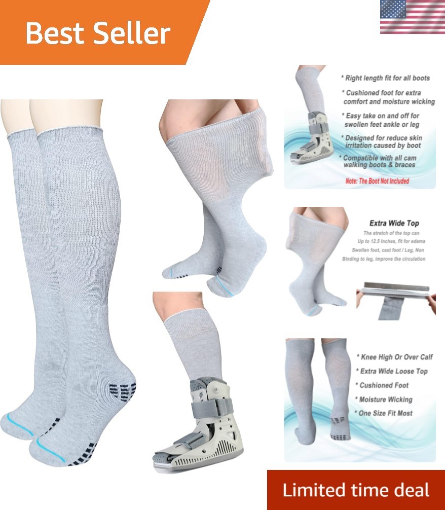 2 Pairs Walking Boot Socks for Orthopedic Walker Brace, Replacement Sock Line…
