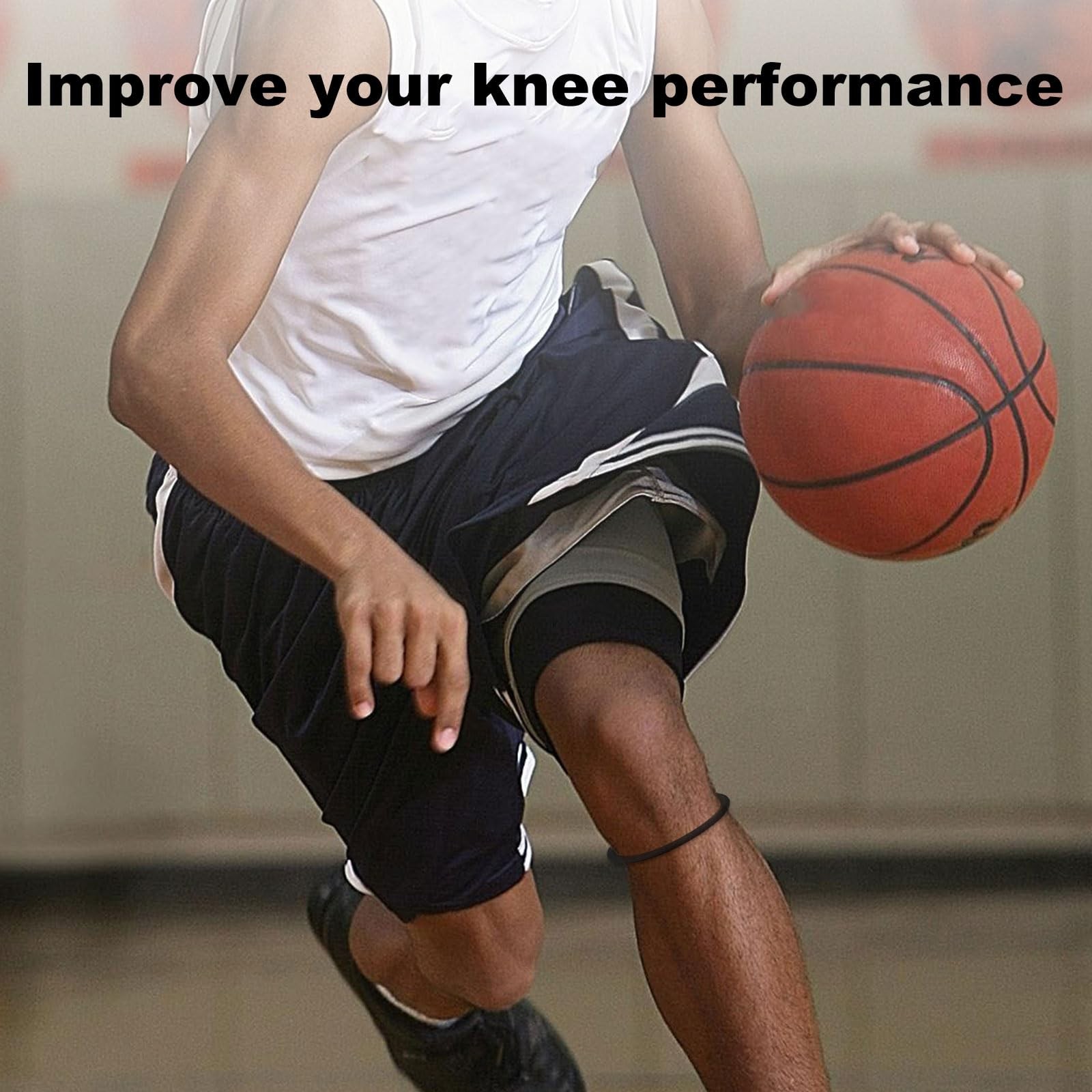 4pcs Patellar Tendon Support Straps, Silicone Knee Band 6.6cm, Black, Gray