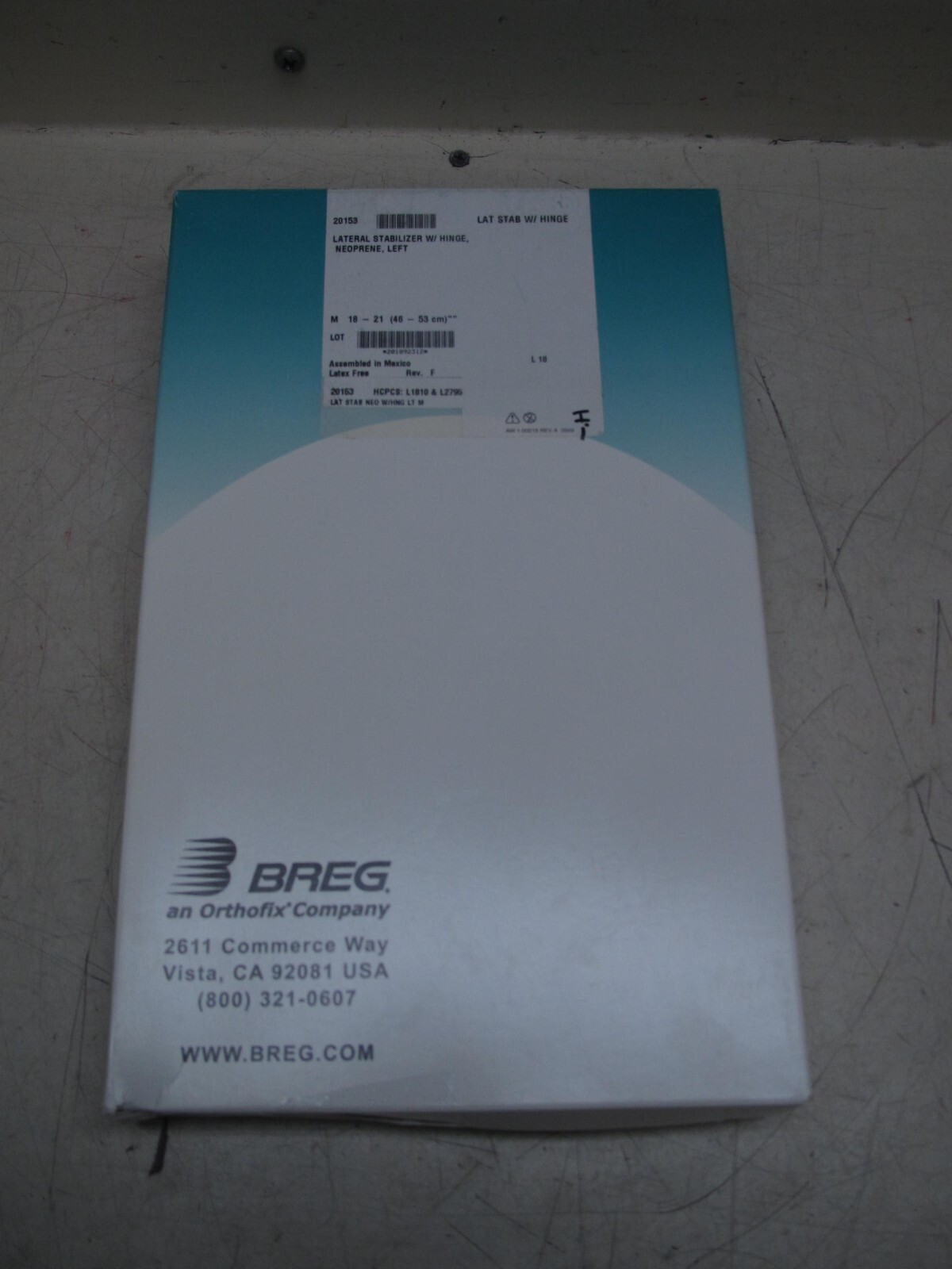 Breg Lateral Stabilizer W/ Hinge Soft Knee Brace Neoprene Left Medium 20153