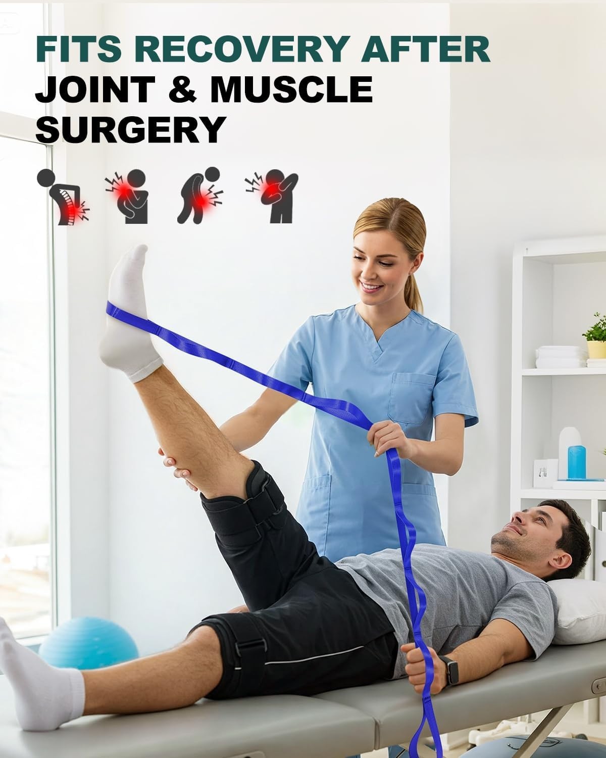 75 Inch Yoga Strap – Comfy Non-Stretch Stretching for Rehab & Enhanced Mobility