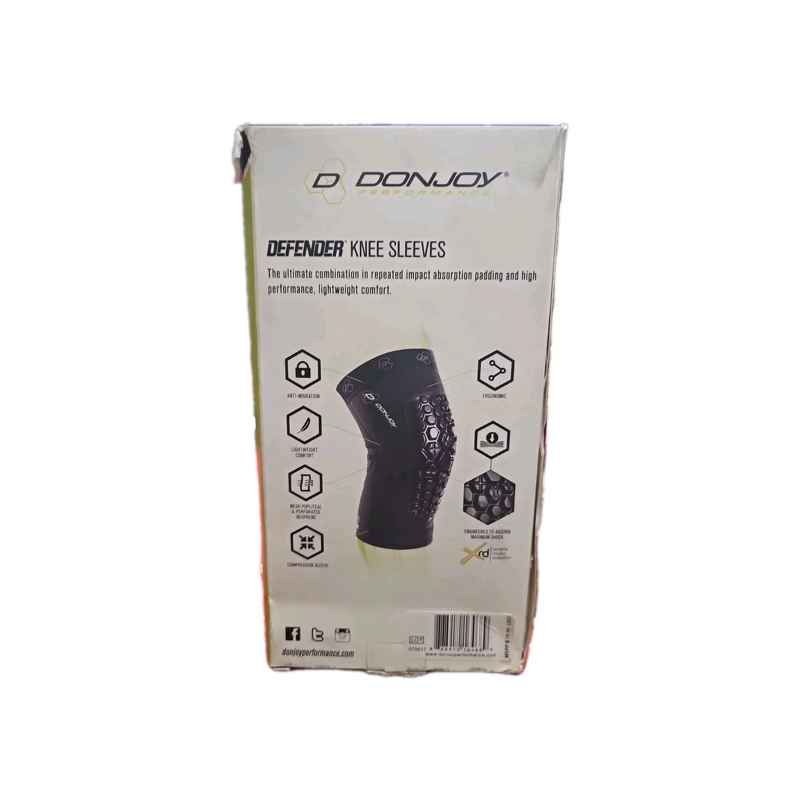 DonJoy Performance Defender Compression Support Knee Pads (Pair) Small SIZE