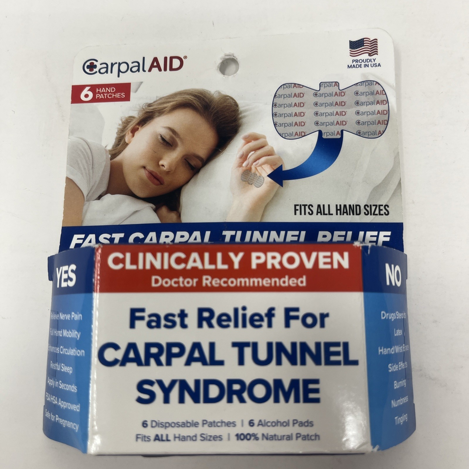 Carpal AID Box of 6 Patches for All Size Hands Aid for Carpal Tunnel Relief