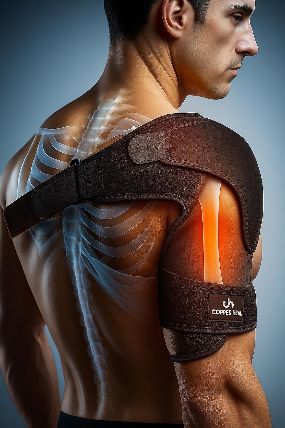 COPPER HEAL – Shoulder Adjustable Clamp Compression Sleeve for Men Black