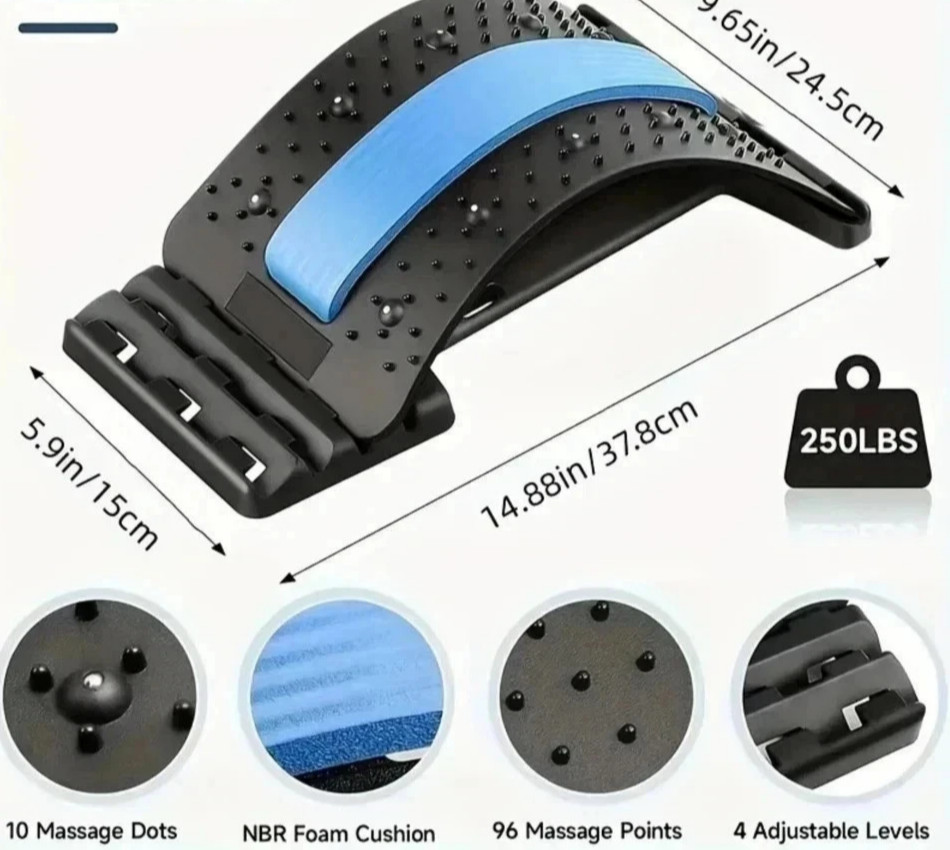 == Back Stretcher Spine Board Pain Relief Lumbar Support Adjustable Ortho