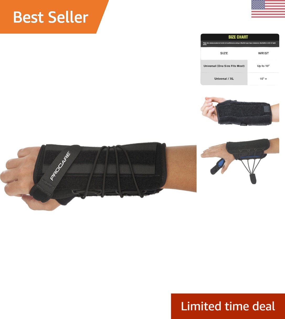 Quick-Fit II X-Large Adjustable Wrist Support Brace for Right Hand Comfort