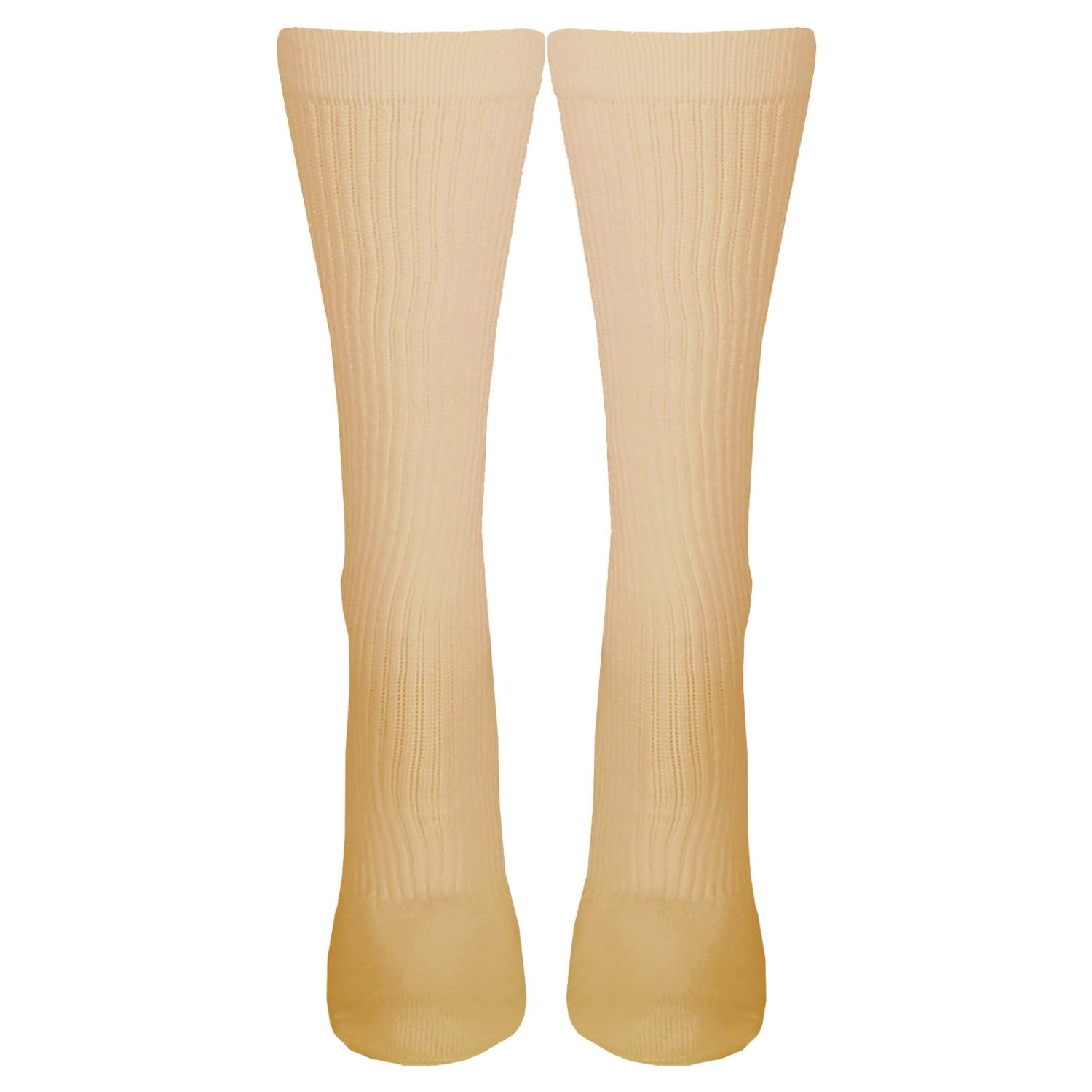 NuVein 15-20 mmHg Medical Compression Socks, Mid Calf Crew Length, Large, Tan