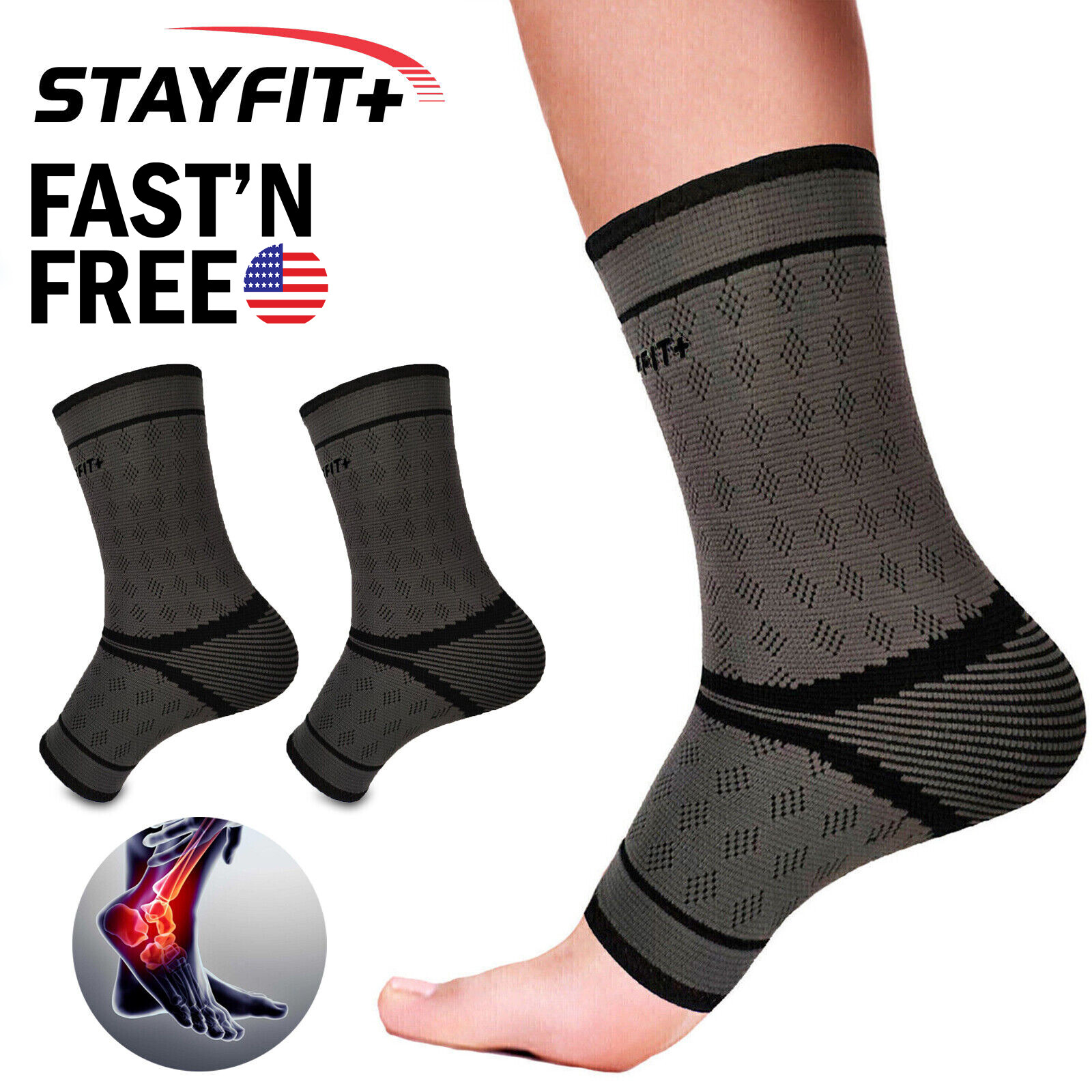 Woven Ankle Brace Support Compression Sleeve Sock Stabilizer Pain Relief