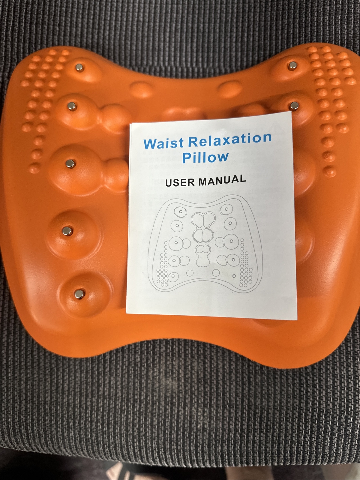 Lumbar Support Pillow For Lower Back Pain Relief Stretcher Massager Orange