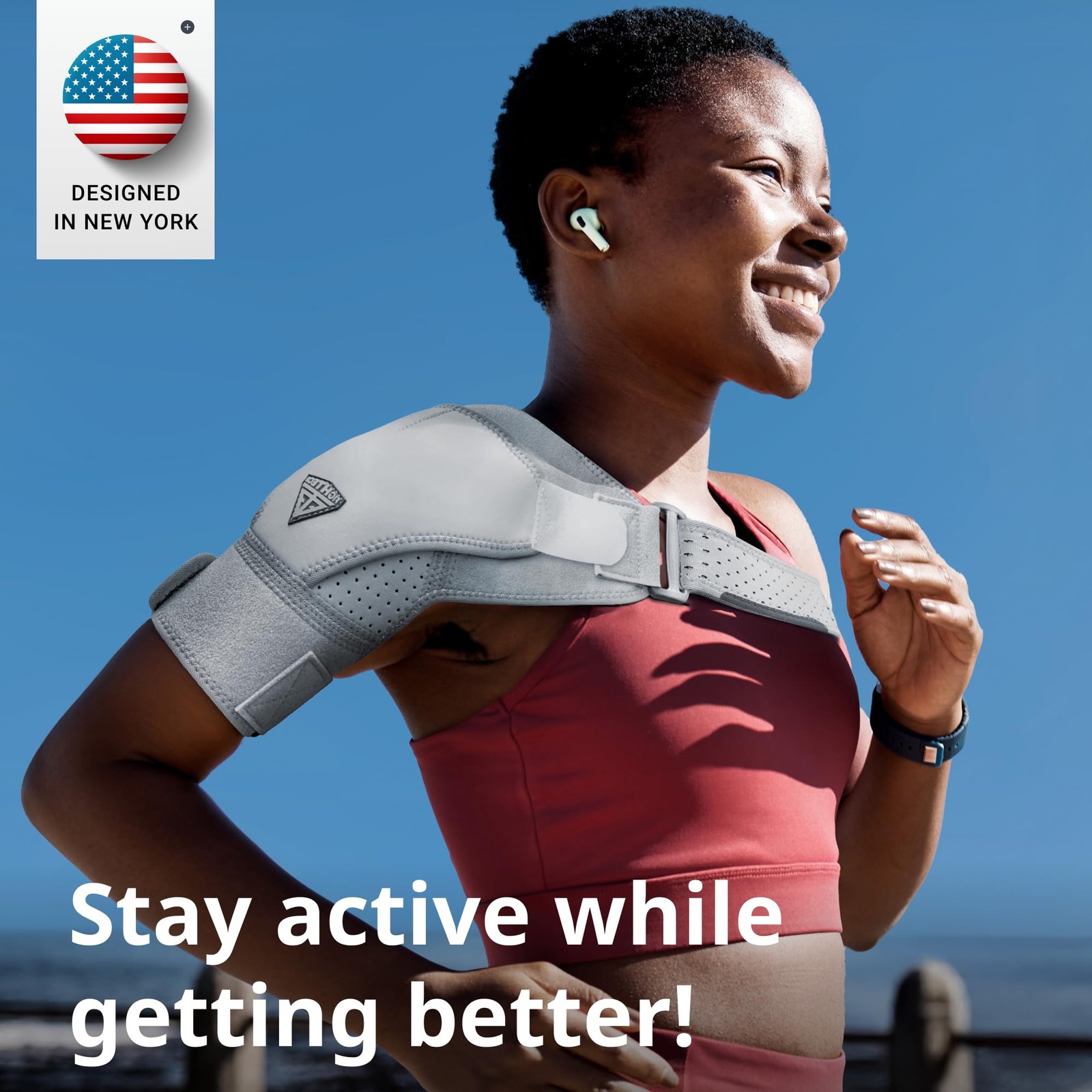 FIGHTECH Rotator Cuff Shoulder Brace for Women and Men – 2 Sizes Small, Gray