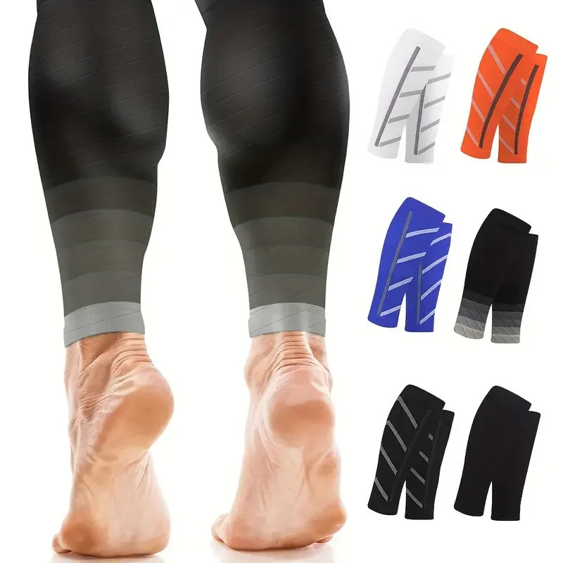1 Pair Compression Calf Sleeves Breathable Nylon Blend Supportive Design for Run