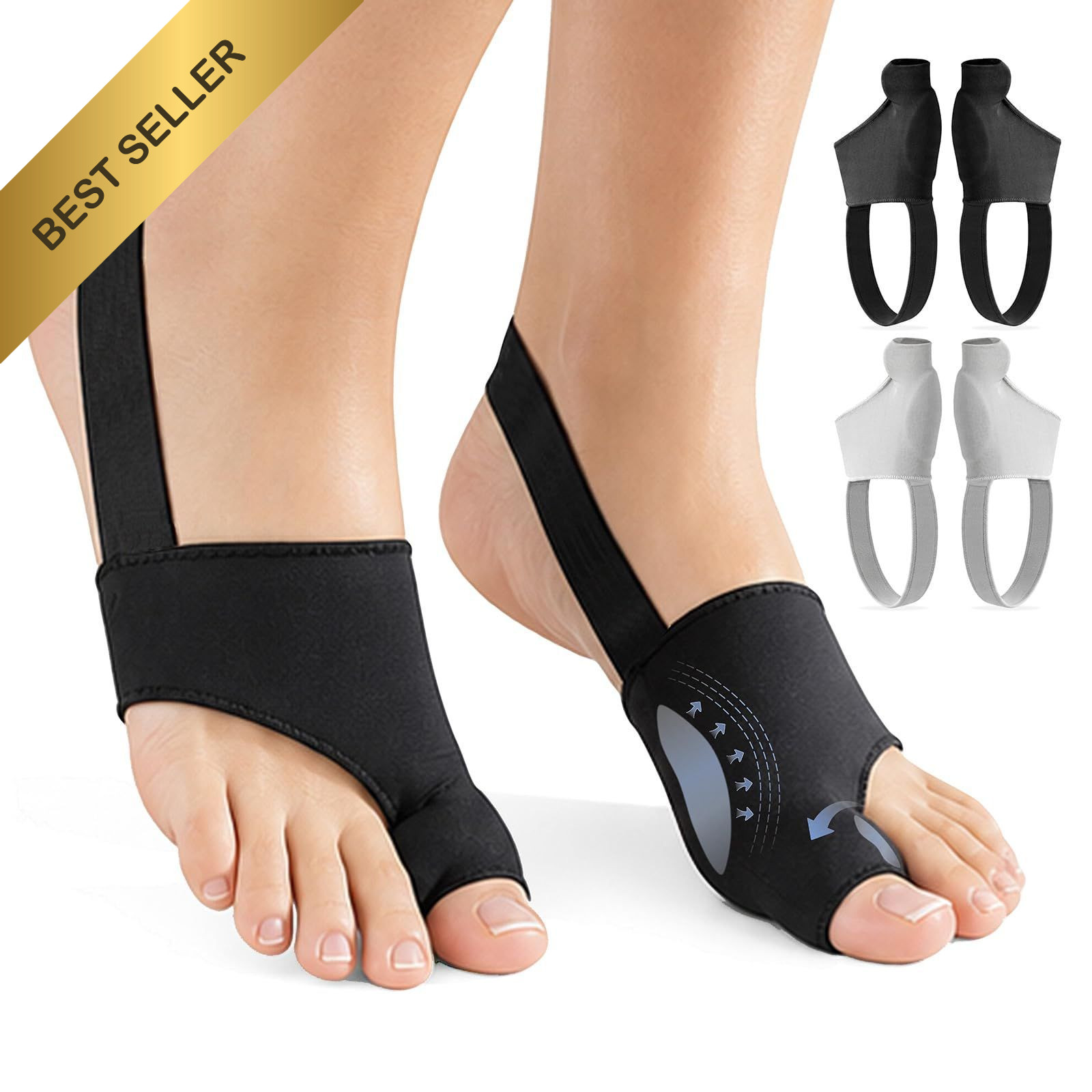 Bunion Corrector Sleeves Toe Separators Gel Cushion Pads Heel Strap Lycra 4 Pack