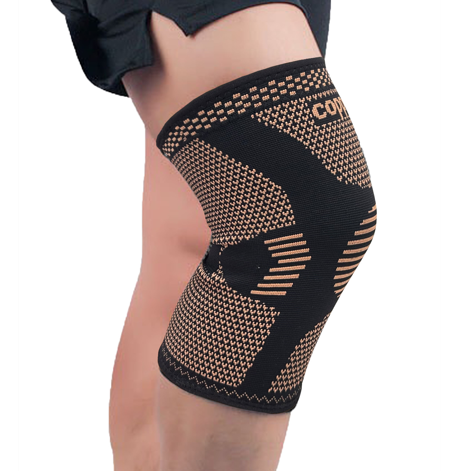 Copper Knee Sleeves Gold Compression Brace Support Sport Joint Injury Pain Gym