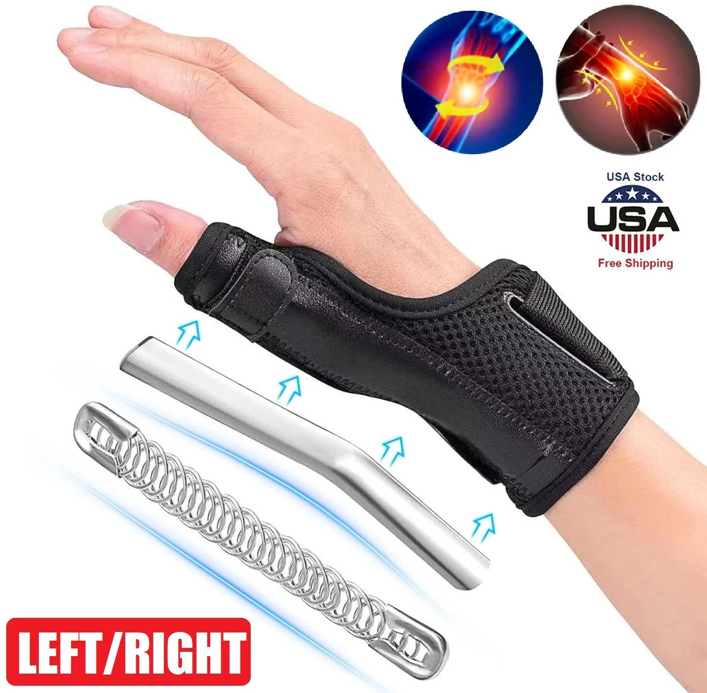 Sport Thumb Wrist Support Brace Carpal Tunnel Sprain Splint Arthritis Large