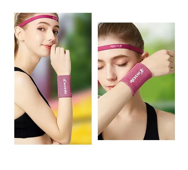 1 pair Wrist Brace Breathable Ice Cooling Tennis Wristband Wrap Sport Sweatband